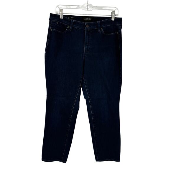 Talbots Flawless 5 Pocket Dark Jeans Curvy Slim Ankle Size 12P Stretch Denim - Picture 1 of 11